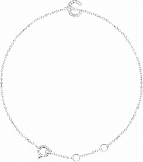 14K White .04 CTW Diamond Initial C 6-7 Bracelet