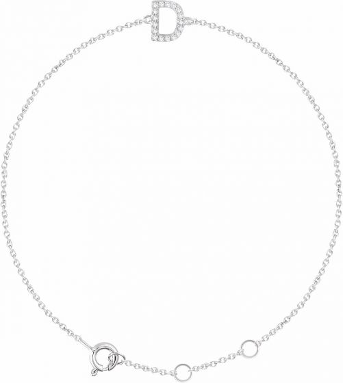 14K White .06 CTW Diamond Initial D 6-7 Bracelet