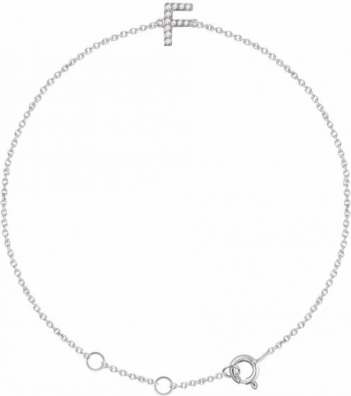 14K White .05 CTW Diamond Initial F 6-7 Bracelet