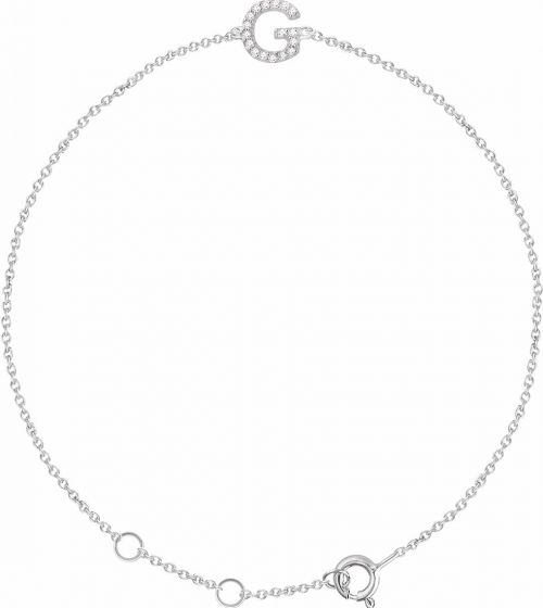 14K White .05 CTW Diamond Initial G 6-7 Bracelet