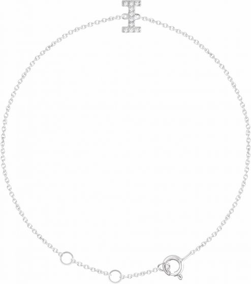14K White .05 CTW Diamond Initial I 6-7 Bracelet