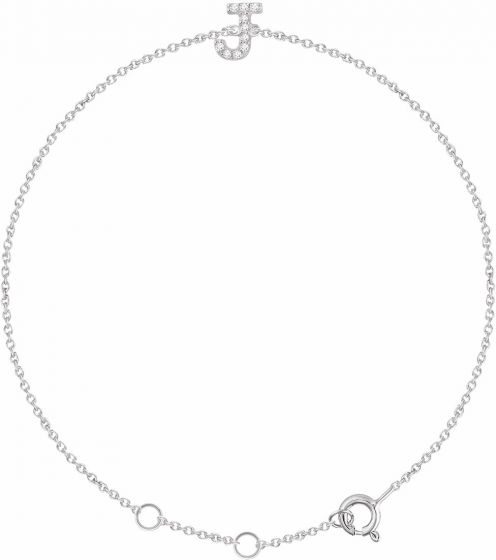 14K White .05 CTW Diamond Initial J 6-7 Bracelet