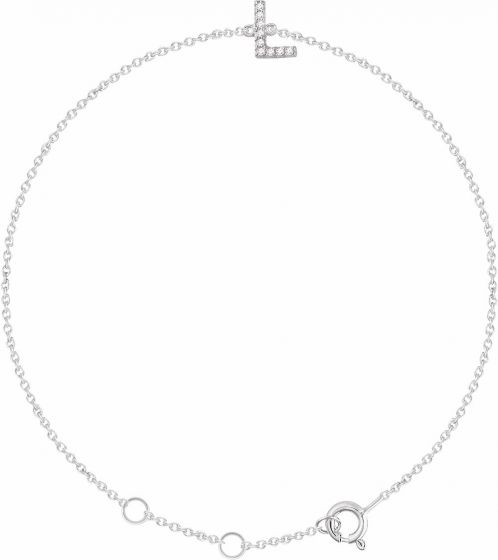 14K White .04 CTW Diamond Initial L 6-7 Bracelet