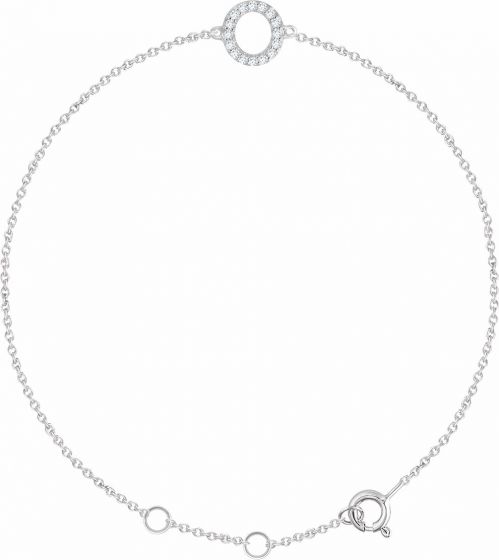 14K White .06 CTW Diamond Initial O 6-7 Bracelet