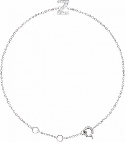 14K White .06 CTW Diamond Initial Z 6-7 Bracelet