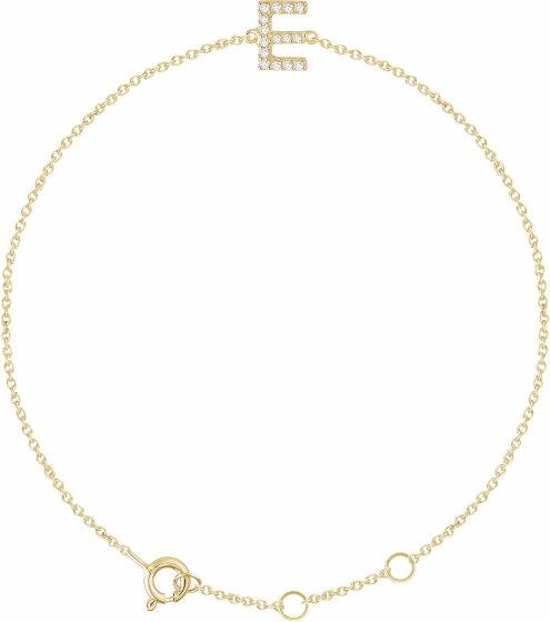 14K Yellow .06 CTW Diamond Initial E 6-7 Bracelet