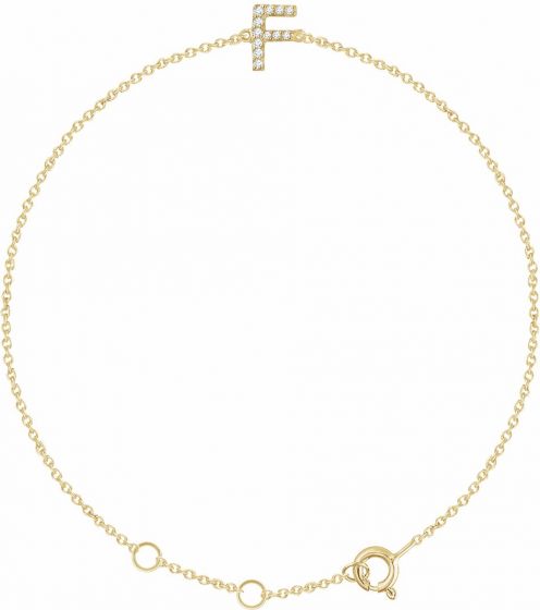 14K Yellow .05 CTW Diamond Initial F 6-7 Bracelet