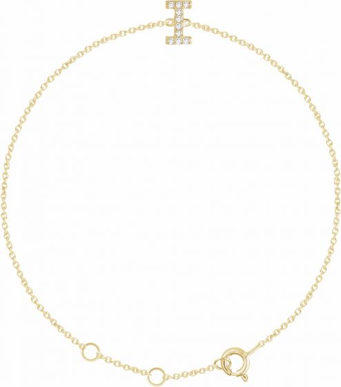 14K Yellow .05 CTW Diamond Initial I 6-7 Bracelet