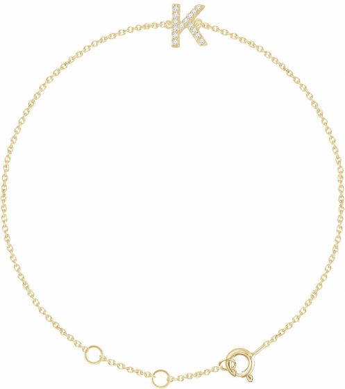 14K Yellow .05 CTW Diamond Initial K 6-7 Bracelet