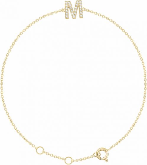 14K Yellow .07 CTW Diamond Initial M 6-7 Bracelet