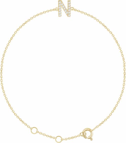 14K Yellow .06 CTW Diamond Initial N 6-7 Bracelet