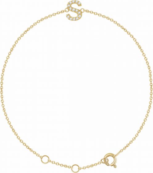 14K Yellow .05 CTW Diamond Initial S 6-7 Bracelet