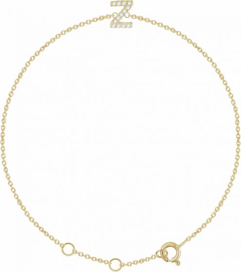 14K Yellow .06 CTW Diamond Initial Z 6-7 Bracelet