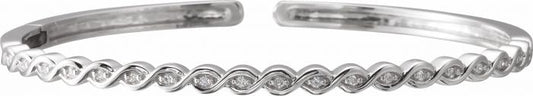 14K White 1/6 CTW Diamond Stackable Bangle Bracelet