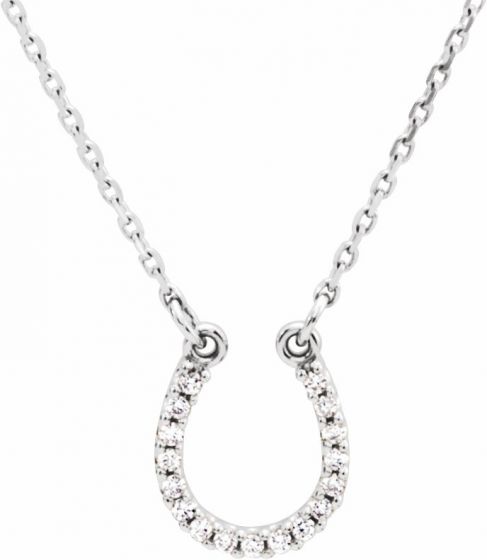 14K White .07 CTW Diamond Horseshoe 16 Necklace