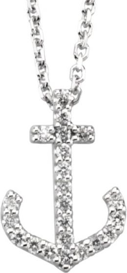 14K White .08 CTW Diamond Anchor 16 Necklace