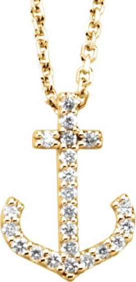 14K Yellow .08 CTW Diamond Anchor 16 Necklace