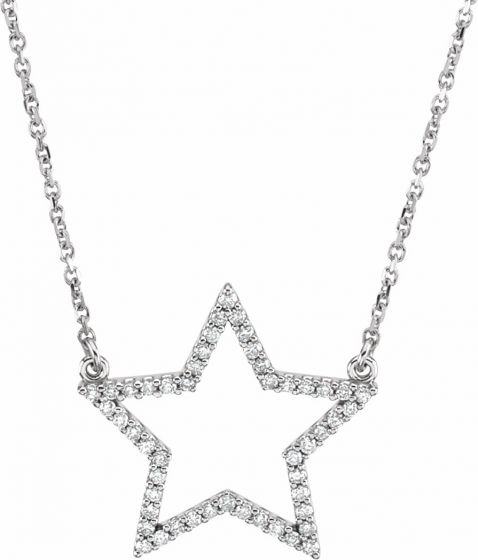 14K White 1/5 CTW Diamond Star 16 Necklace