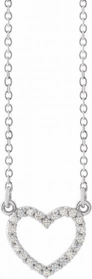 14K White 1/10 CTW Diamond Petite Heart 16 Necklace