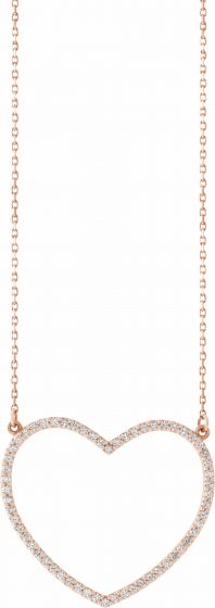14K Rose 3/8 CTW Diamond Large Heart 16 Necklace