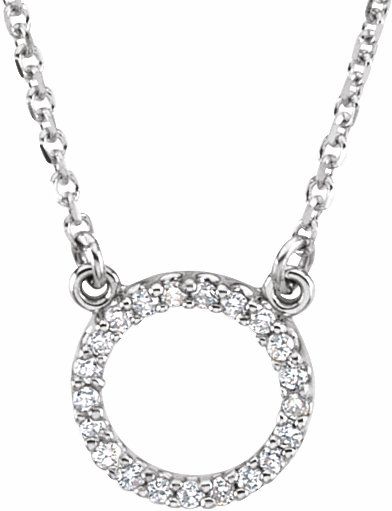 14K White 1/10 CTW Diamond Circle 16 Necklace