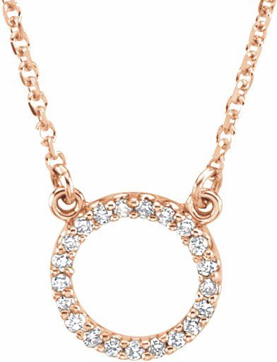 14K Rose 1/10 CTW Diamond Circle 16 Necklace