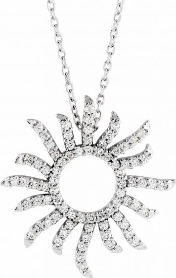 14K White 3/8 CTW Diamond Beaming Sun 16 Necklace