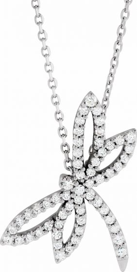 14K White 1/3 CTW Diamond Dragonfly 16 Necklace