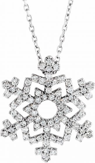 14K White 1/3 CTW Diamond Snowflake 16 Necklace