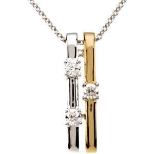14K White & 14K Yellow 1/10 CTW Diamond Bar 18 Necklace