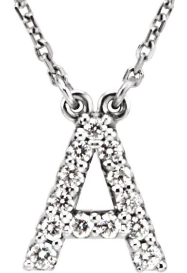 14K White Initial A 1/8 CTW Diamond 16 Necklace