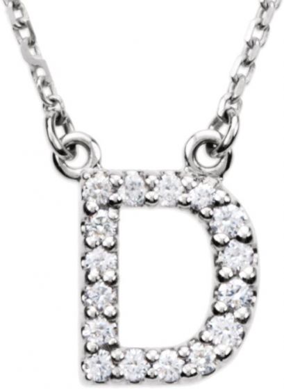 14K White Initial D 1/8 CTW Diamond 16 Necklace
