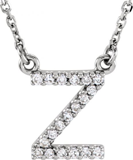 14K White Initial Z .08 CTW Diamond 16 Necklace
