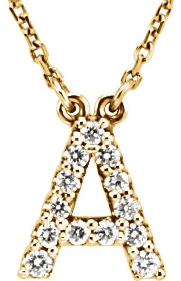 14K Yellow Initial A 1/6 CTW Diamond 16 Necklace