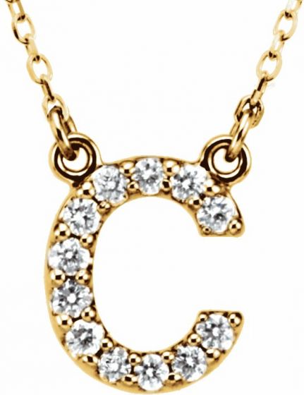 14K Yellow Initial C 1/8 CTW Diamond 16 Necklace