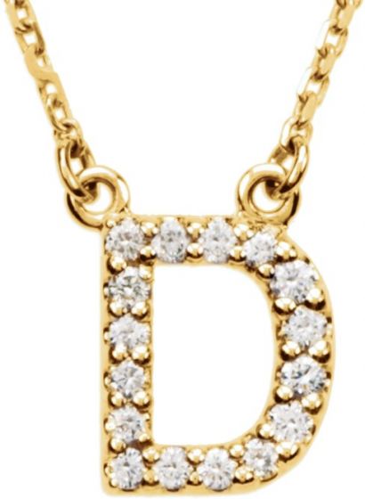 14K Yellow Initial D 1/8 CTW Diamond 16 Necklace