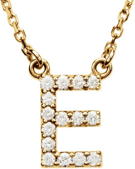 14K Yellow Initial E 1/8 CTW Diamond 16 Necklace