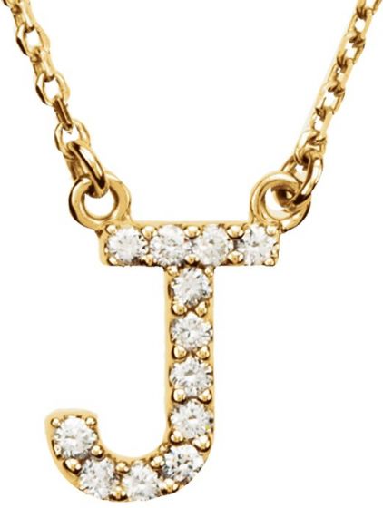 14K Yellow Initial J 1/8 CTW Diamond 16 Necklace