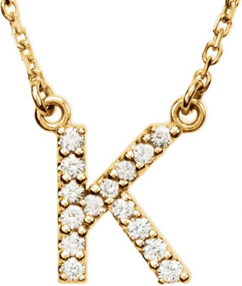 14K Yellow Initial K 1/8 CTW Diamond 16 Necklace