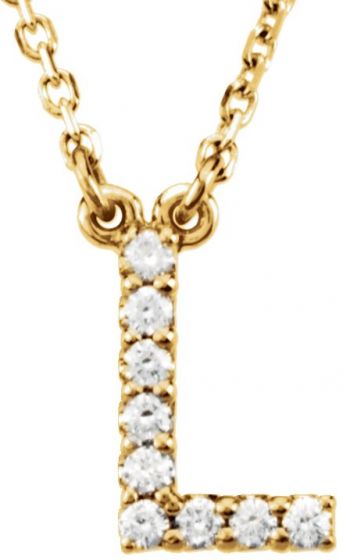 14K Yellow Initial L .08 CTW Diamond 16 Necklace