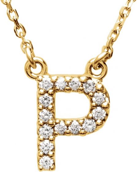 14K Yellow Initial P 1/6 CTW Diamond 16 Necklace