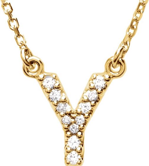 14K Yellow Initial Y .08 CTW Diamond 16 Necklace