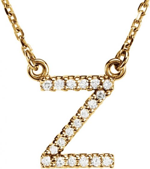 14K Yellow Initial Z .08 CTW Diamond 16 Necklace