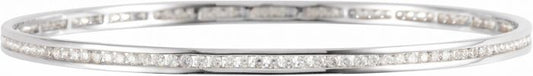 14K White 2 1/4 CTW Diamond Stackable Bangle 8 Bracelet