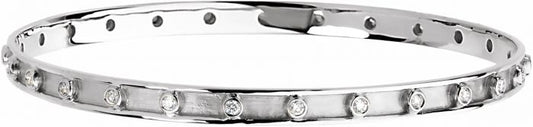 14K White 3/4 CTW Diamond Bangle 7 1/4 Bracelet