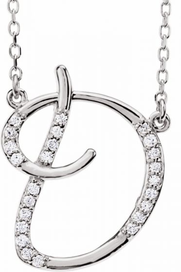14K White 1/10 CTW Diamond Initial D 16 Necklace