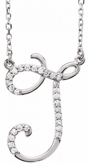 14K White 1/10 CTW Diamond Initial J 16 Necklace