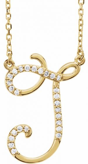 14K Yellow 1/10 CTW Diamond Initial J 16 Necklace