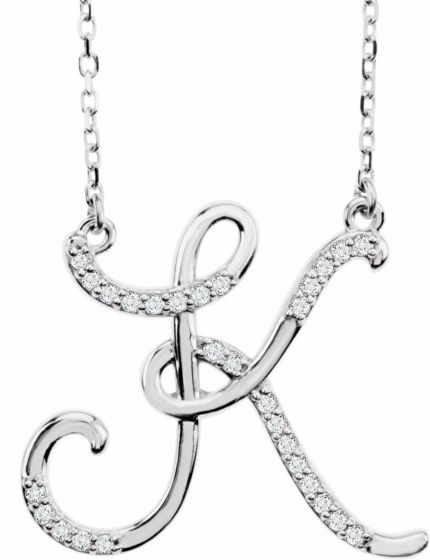 14K White 1/10 CTW Diamond Initial K 16 Necklace