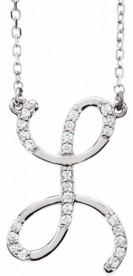 14K White 1/10 CTW Diamond Initial L 16 Necklace